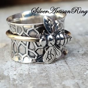 Silver meditation ring - size 9 1/2
